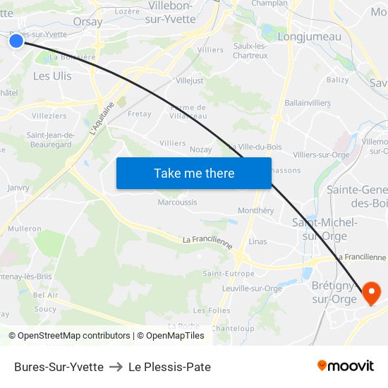 Bures-Sur-Yvette to Le Plessis-Pate map