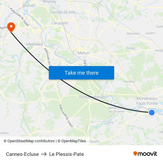 Cannes-Ecluse to Le Plessis-Pate map