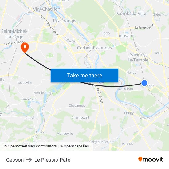 Cesson to Le Plessis-Pate map