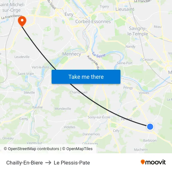 Chailly-En-Biere to Le Plessis-Pate map