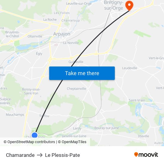 Chamarande to Le Plessis-Pate map