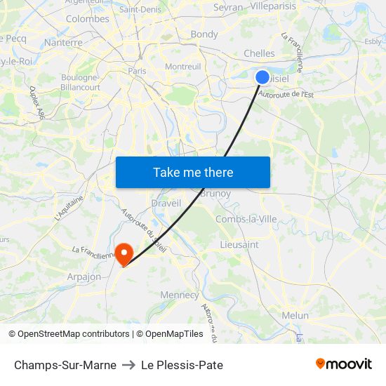 Champs-Sur-Marne to Le Plessis-Pate map