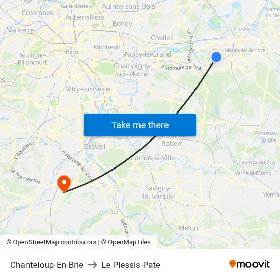 Chanteloup-En-Brie to Le Plessis-Pate map