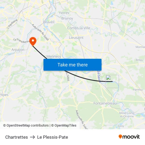Chartrettes to Le Plessis-Pate map