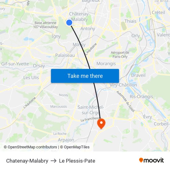 Chatenay-Malabry to Le Plessis-Pate map