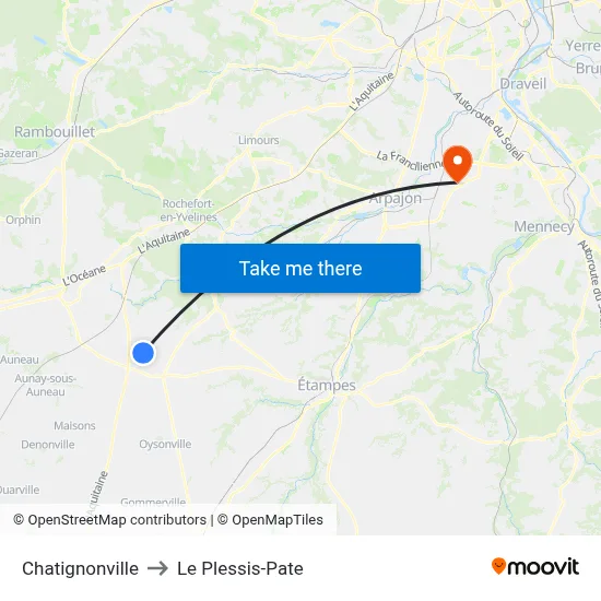 Chatignonville to Le Plessis-Pate map