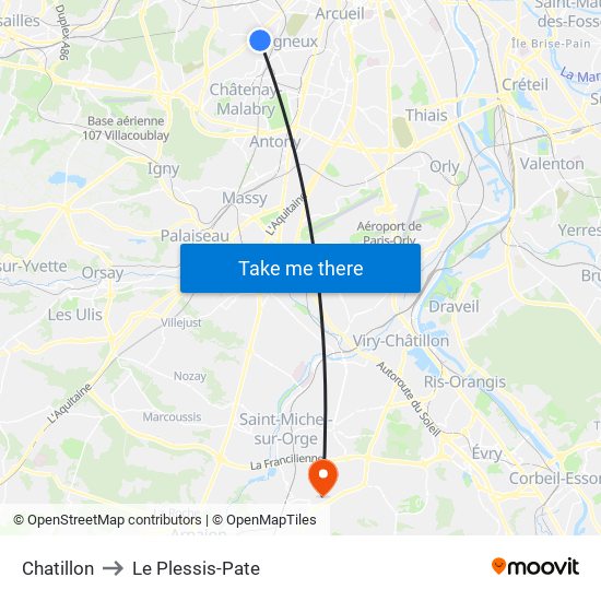 Chatillon to Le Plessis-Pate map