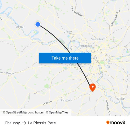 Chaussy to Le Plessis-Pate map