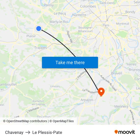 Chavenay to Le Plessis-Pate map