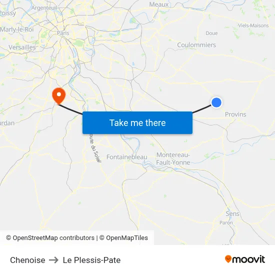 Chenoise to Le Plessis-Pate map
