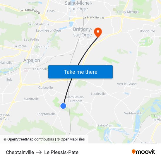 Cheptainville to Le Plessis-Pate map