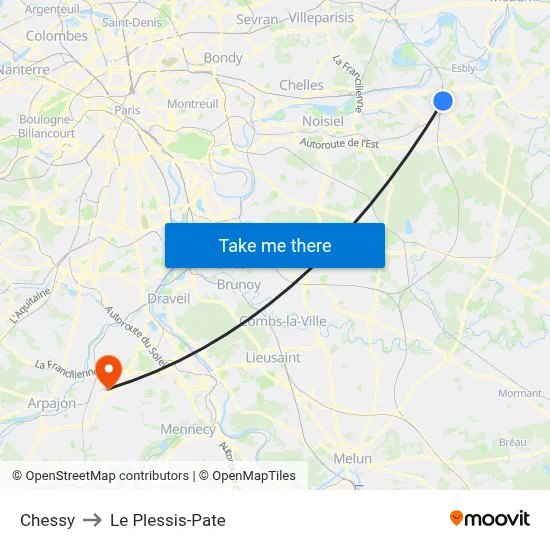 Chessy to Le Plessis-Pate map