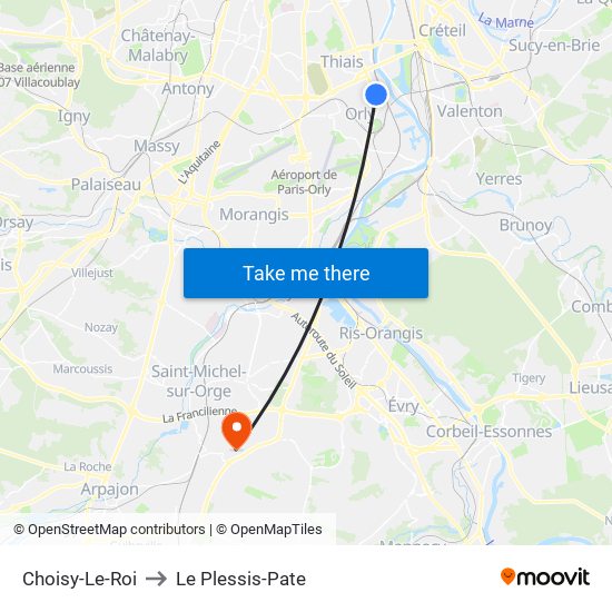 Choisy-Le-Roi to Le Plessis-Pate map