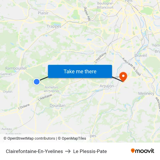 Clairefontaine-En-Yvelines to Le Plessis-Pate map