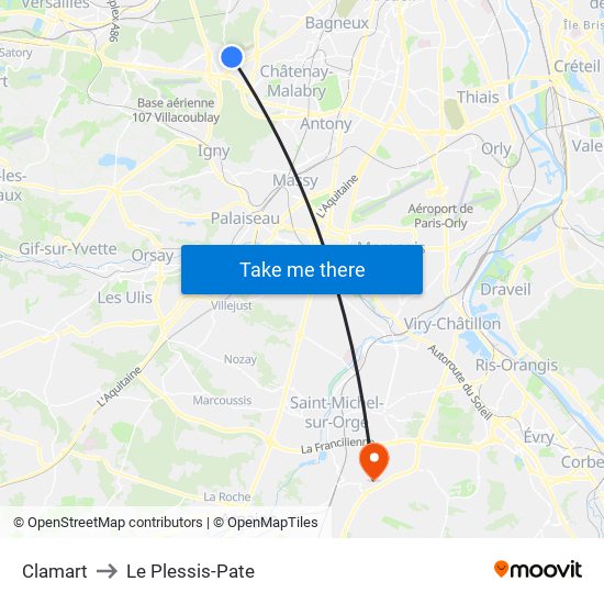 Clamart to Le Plessis-Pate map