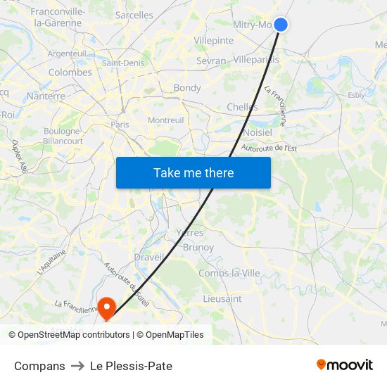 Compans to Le Plessis-Pate map