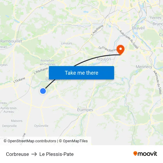 Corbreuse to Le Plessis-Pate map
