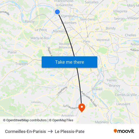 Cormeilles-En-Parisis to Le Plessis-Pate map