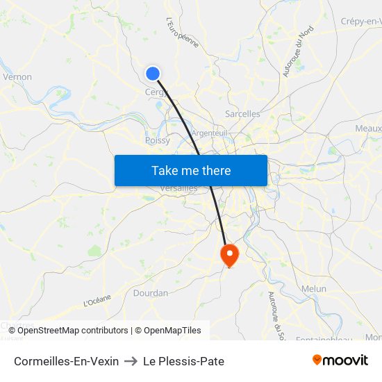 Cormeilles-En-Vexin to Le Plessis-Pate map