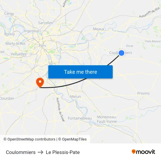 Coulommiers to Le Plessis-Pate map