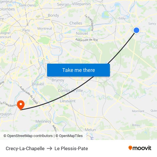 Crecy-La-Chapelle to Le Plessis-Pate map