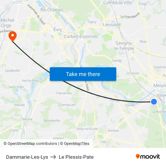 Dammarie-Les-Lys to Le Plessis-Pate map