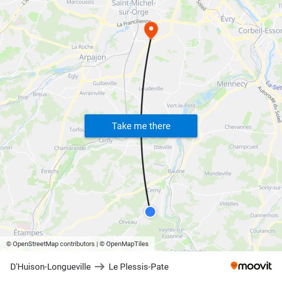D'Huison-Longueville to Le Plessis-Pate map