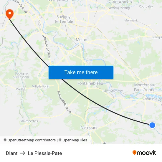 Diant to Le Plessis-Pate map