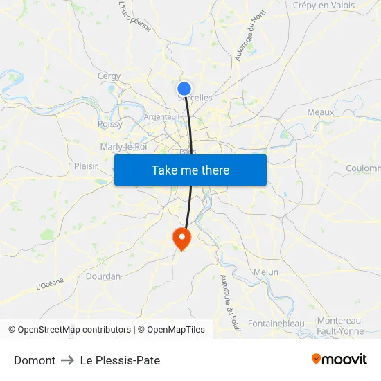 Domont to Le Plessis-Pate map