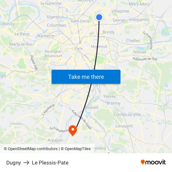 Dugny to Le Plessis-Pate map