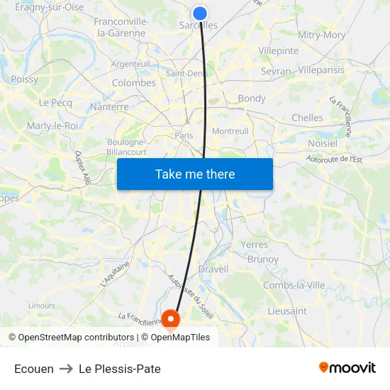 Ecouen to Le Plessis-Pate map