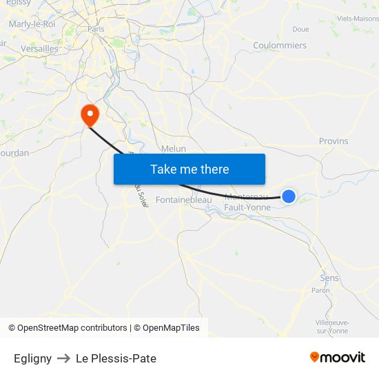 Egligny to Le Plessis-Pate map