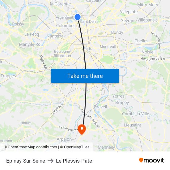 Epinay-Sur-Seine to Le Plessis-Pate map