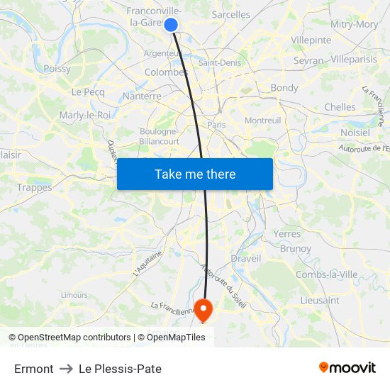 Ermont to Le Plessis-Pate map
