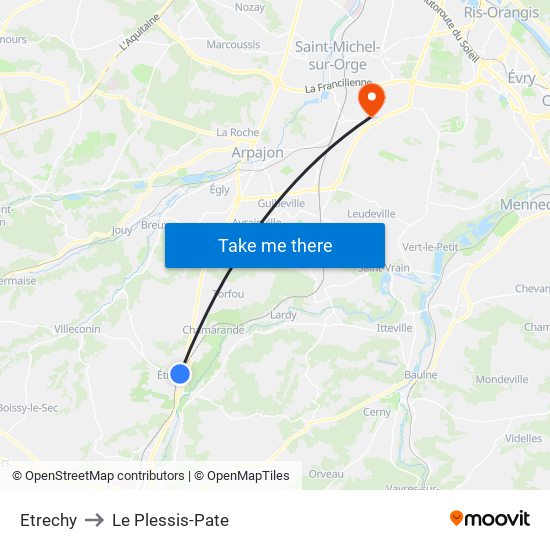 Etrechy to Le Plessis-Pate map