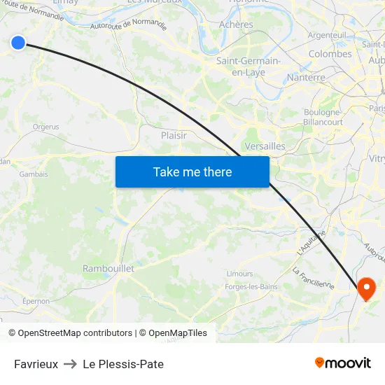 Favrieux to Le Plessis-Pate map