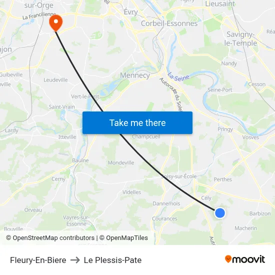 Fleury-En-Biere to Le Plessis-Pate map