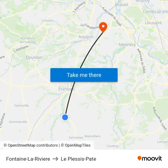 Fontaine-La-Riviere to Le Plessis-Pate map