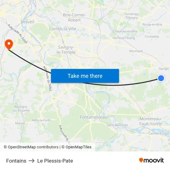 Fontains to Le Plessis-Pate map