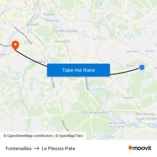 Fontenailles to Le Plessis-Pate map