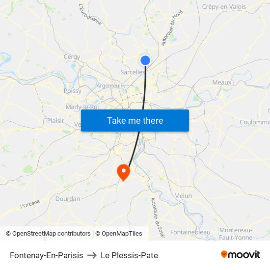 Fontenay-En-Parisis to Le Plessis-Pate map