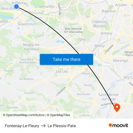 Fontenay-Le-Fleury to Le Plessis-Pate map