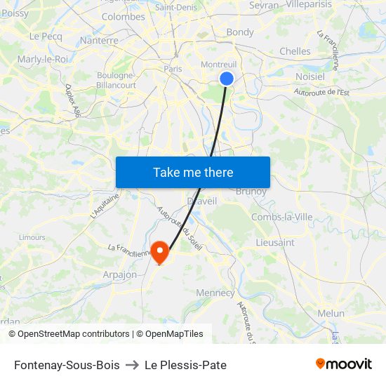 Fontenay-Sous-Bois to Le Plessis-Pate map