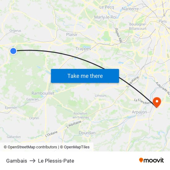 Gambais to Le Plessis-Pate map