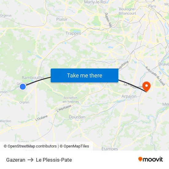 Gazeran to Le Plessis-Pate map