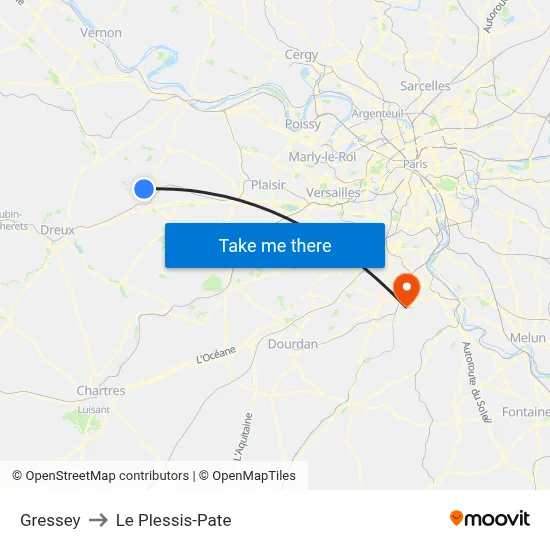 Gressey to Le Plessis-Pate map