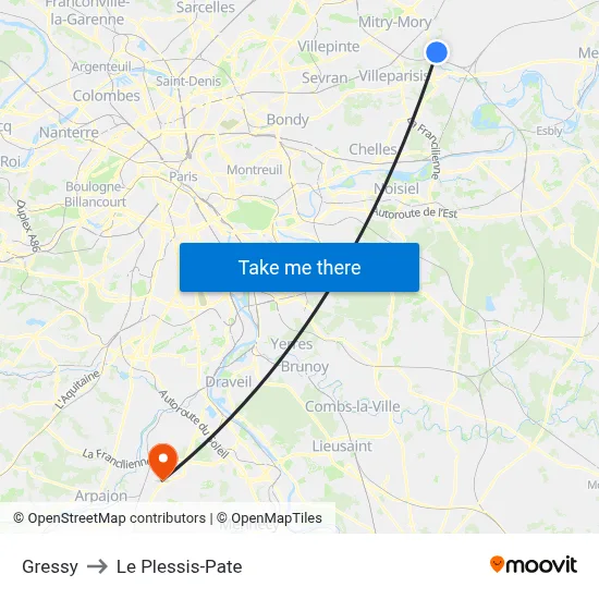 Gressy to Le Plessis-Pate map