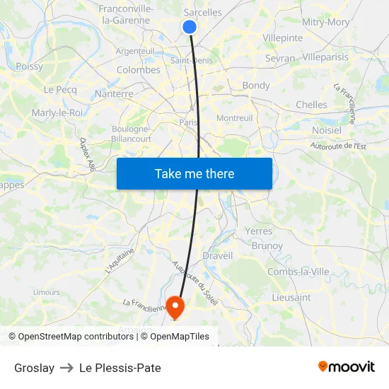 Groslay to Le Plessis-Pate map