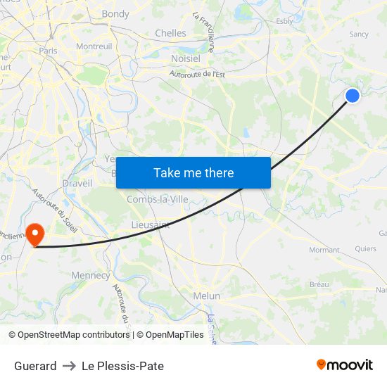 Guerard to Le Plessis-Pate map