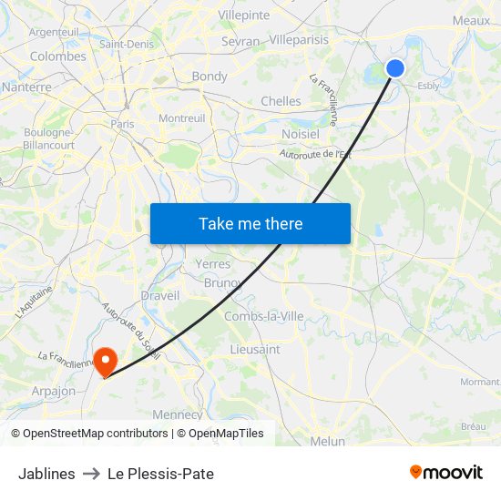 Jablines to Le Plessis-Pate map